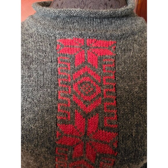 Northern Isles Australian Shetland Wool Sweater With Red Geometric Pattern S/xs - Picture 2 of 7